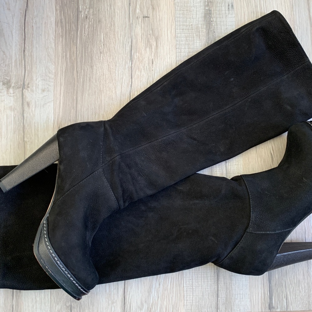 Cole Haan Nola Slouch Black Nubuck Platform Boots - Picture 2 of 7